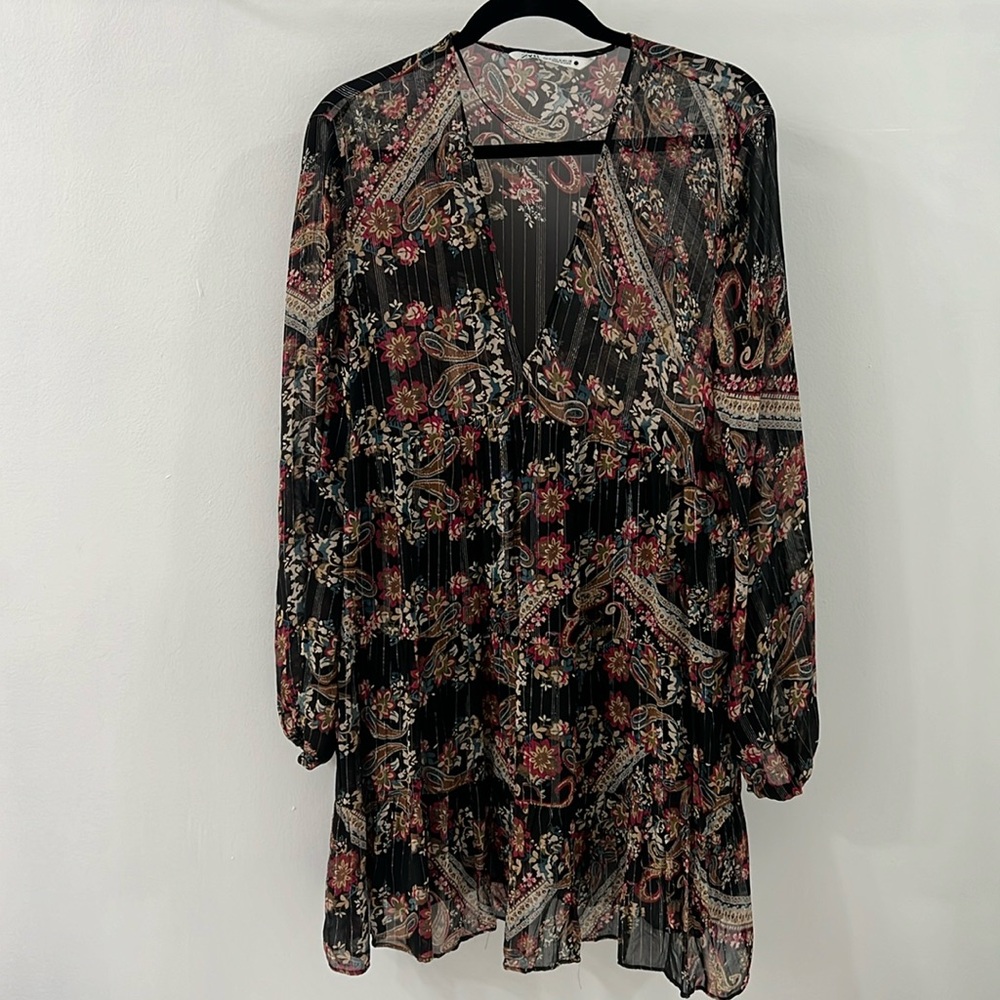 Zara Paisley Detailed Shimmer Dress